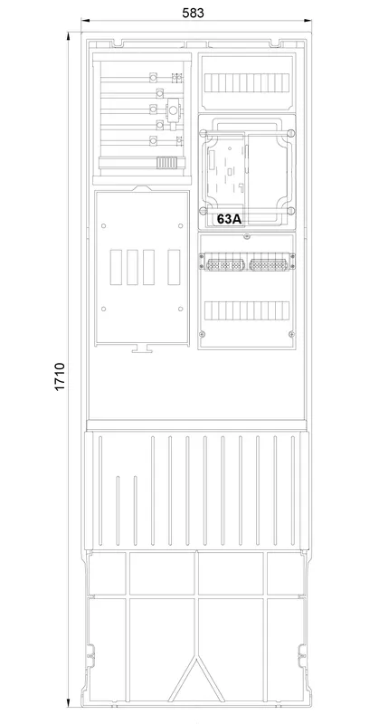计量接入柱 2-列, H=1710 mm, eHZ, 罩盖封闭式, ZAS172-2-eHZ-TSG-HAK-HG