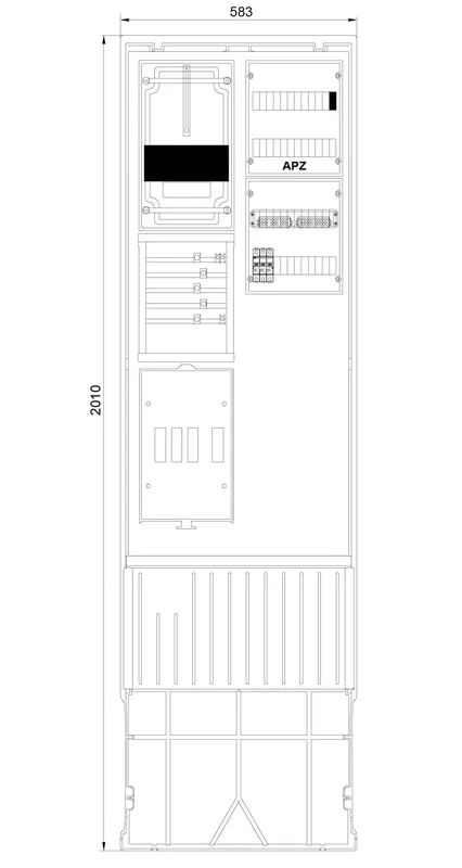 计量接入柱 2-列, H=2010 mm, 3.HZ, 罩盖封闭式, ZAS202-2-ZK-ZSK-HS-APZ-HAK-HG