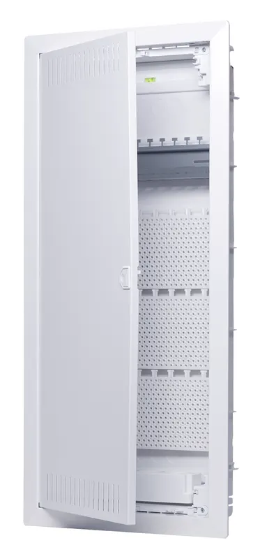 HW/UP 通信配电箱 4r., Jumbo48K, 含安装板, 配线架, 插座 3 联