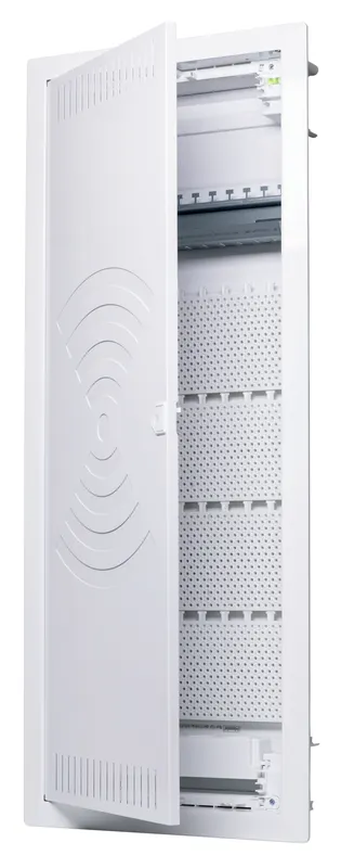 HW/UP 通信配电箱 5r., Jumbo60KW, 带 W-LAN 箱门, 配线架, 插座 3 联