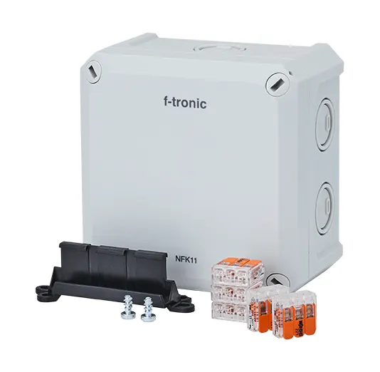 FR-分线盒 110×110×67 mm, 端子n 4q mm, 支架, 导轨, IP66, PS, 灰色, NFK11 灰色-K4